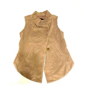 BCBG Max Azria Faux Suede Drape Front Vest